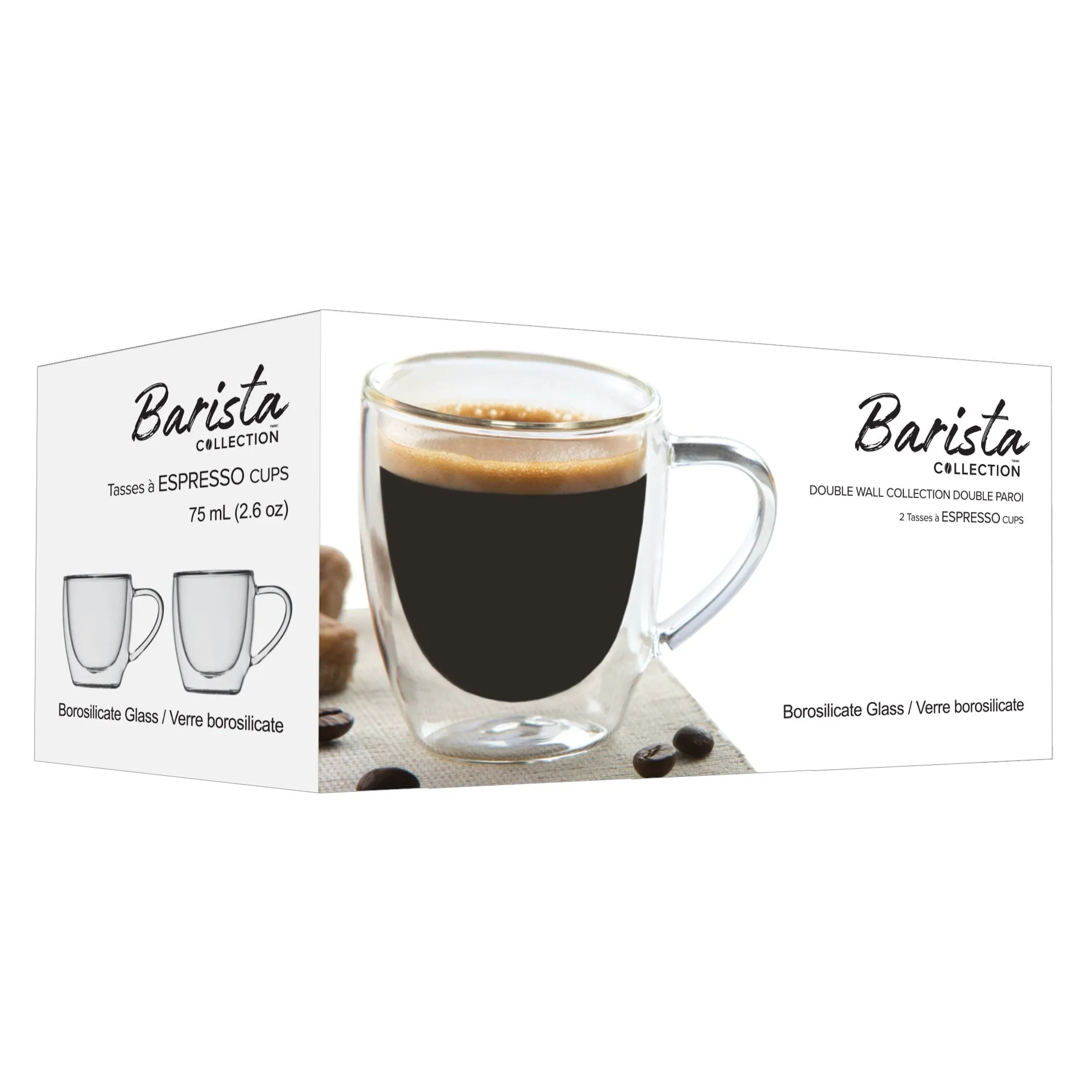 Safdie & Co. Espresso Glass Double Wall 4PC Set 75ML Barista