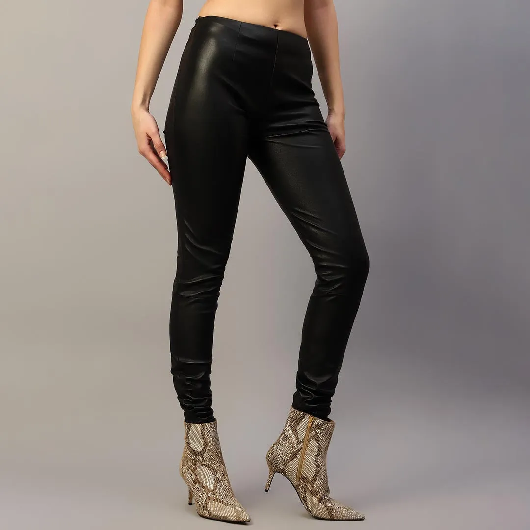 Saint Antea Black Stretch Leather Pants