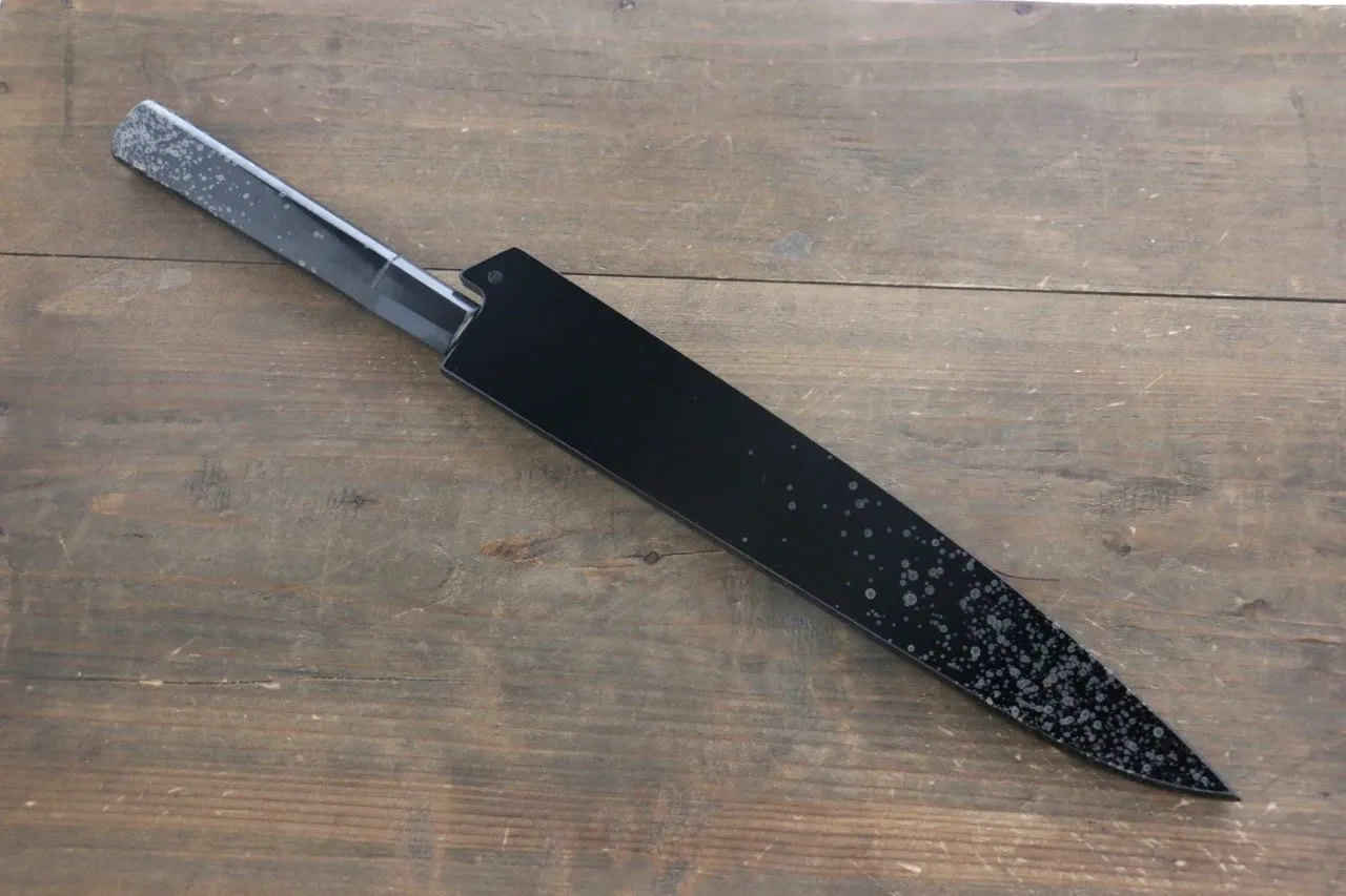 Sakai Takayuki AUS-10 45 Layer Damascus Hammered Sujihiki Japanese Chef Knife 240mm Silver Dots Lacquered Handle With Saya