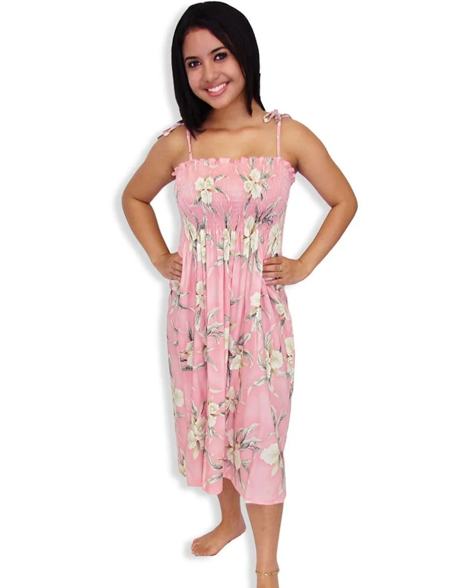 Smock Hawaiian Dress Malana Orchids