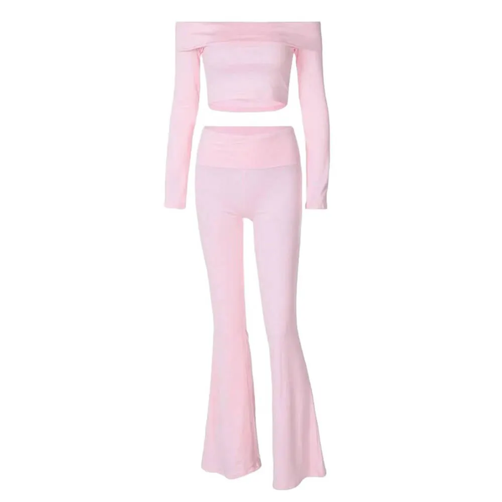 Soft Girl Bardot Top & Flare Pants Co-Ord