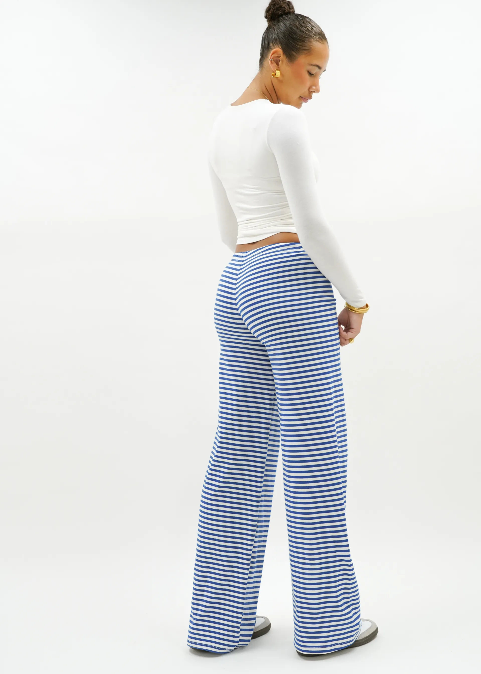 Soft striped pants crème/blue (tall)