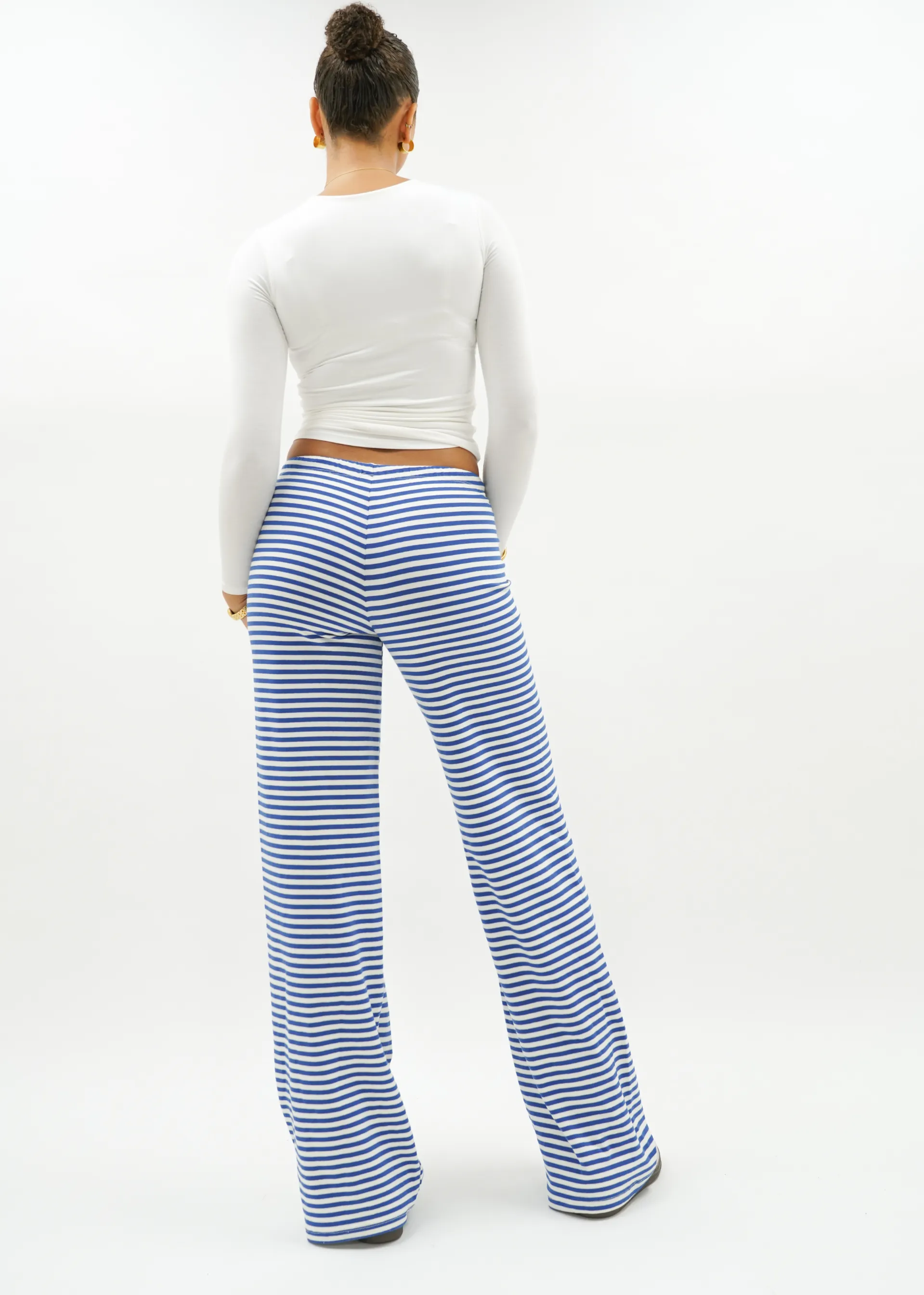 Soft striped pants crème/blue (tall)