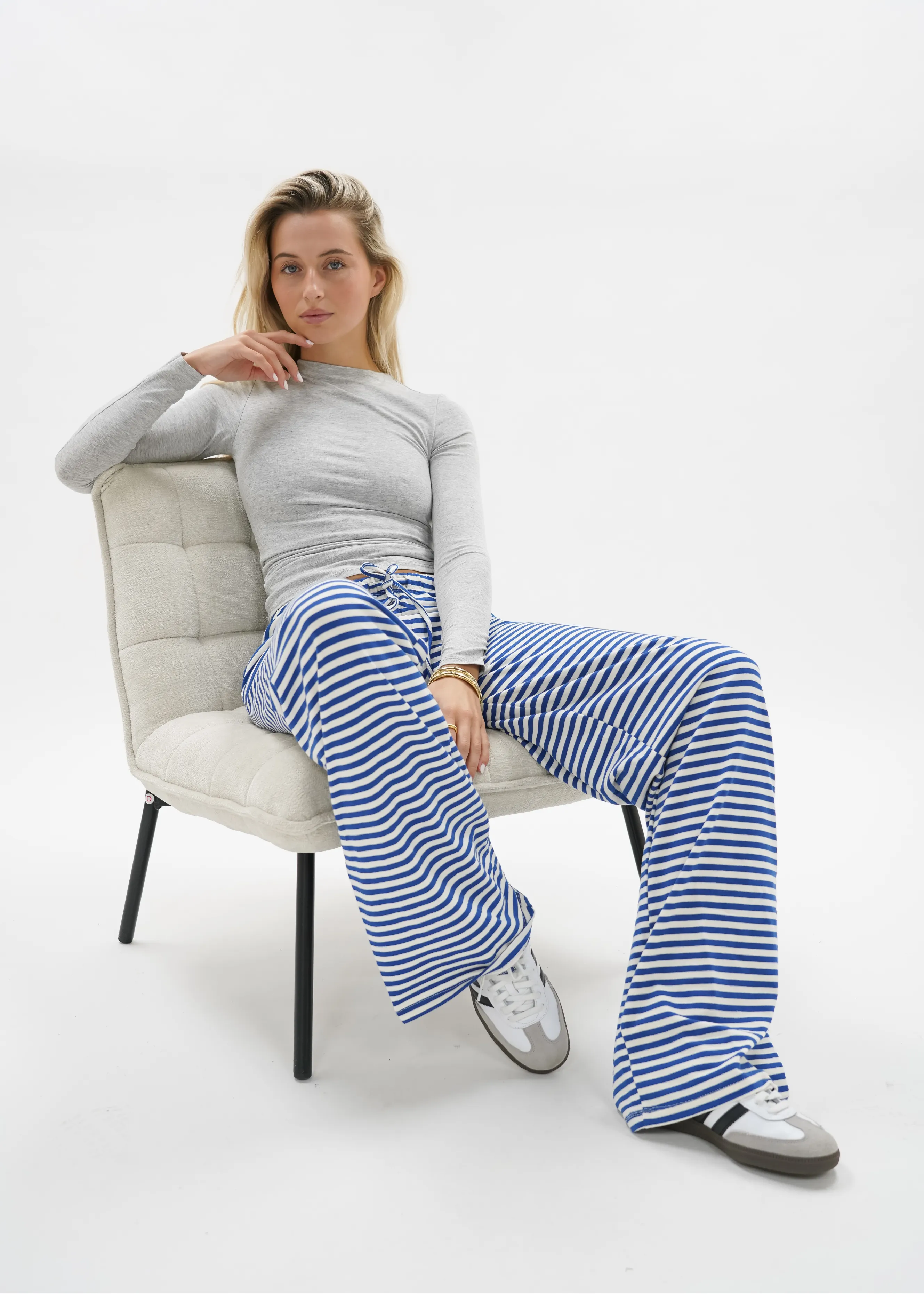 Soft striped pants crème/blue (tall)