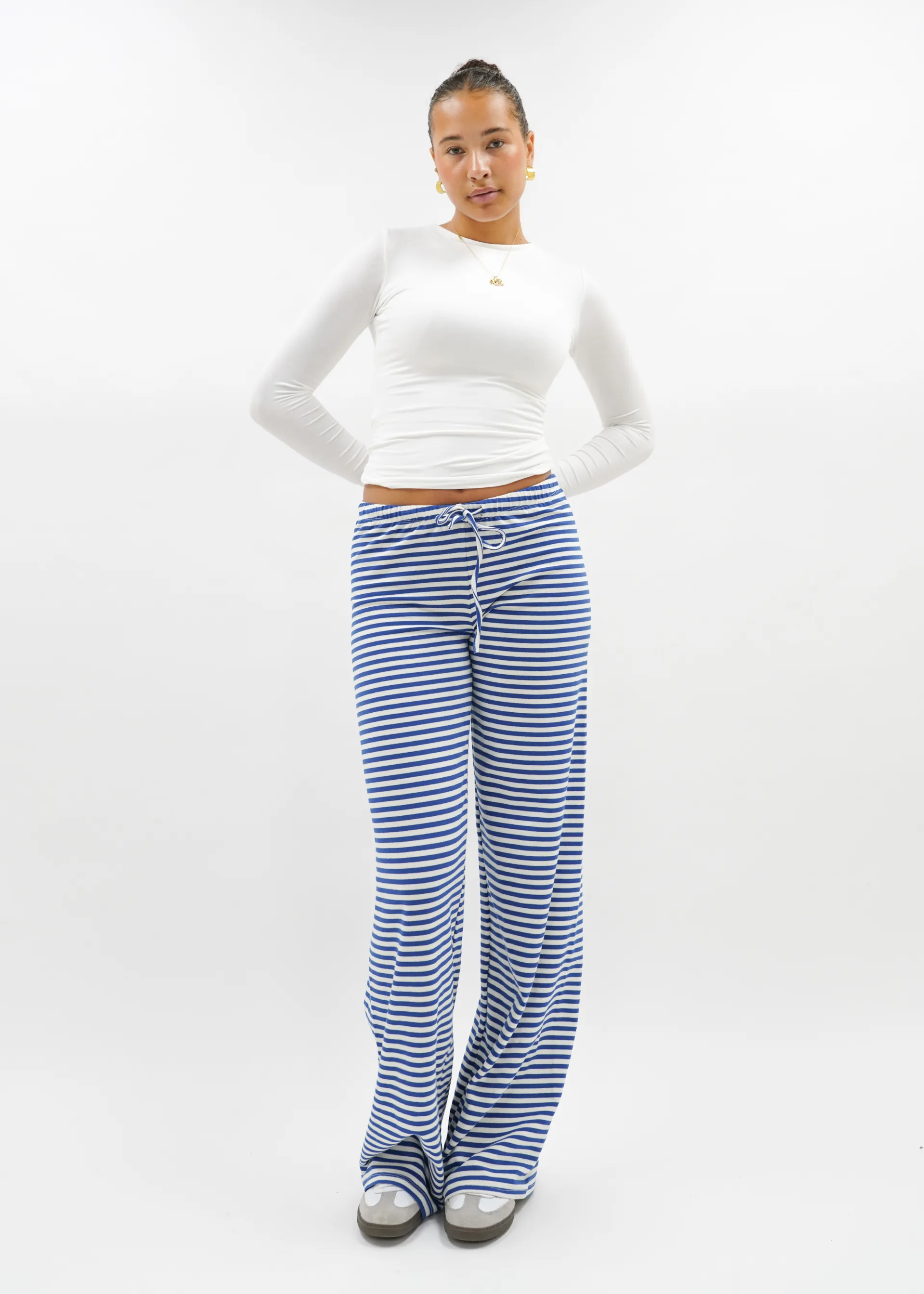 Soft striped pants crème/blue (tall)