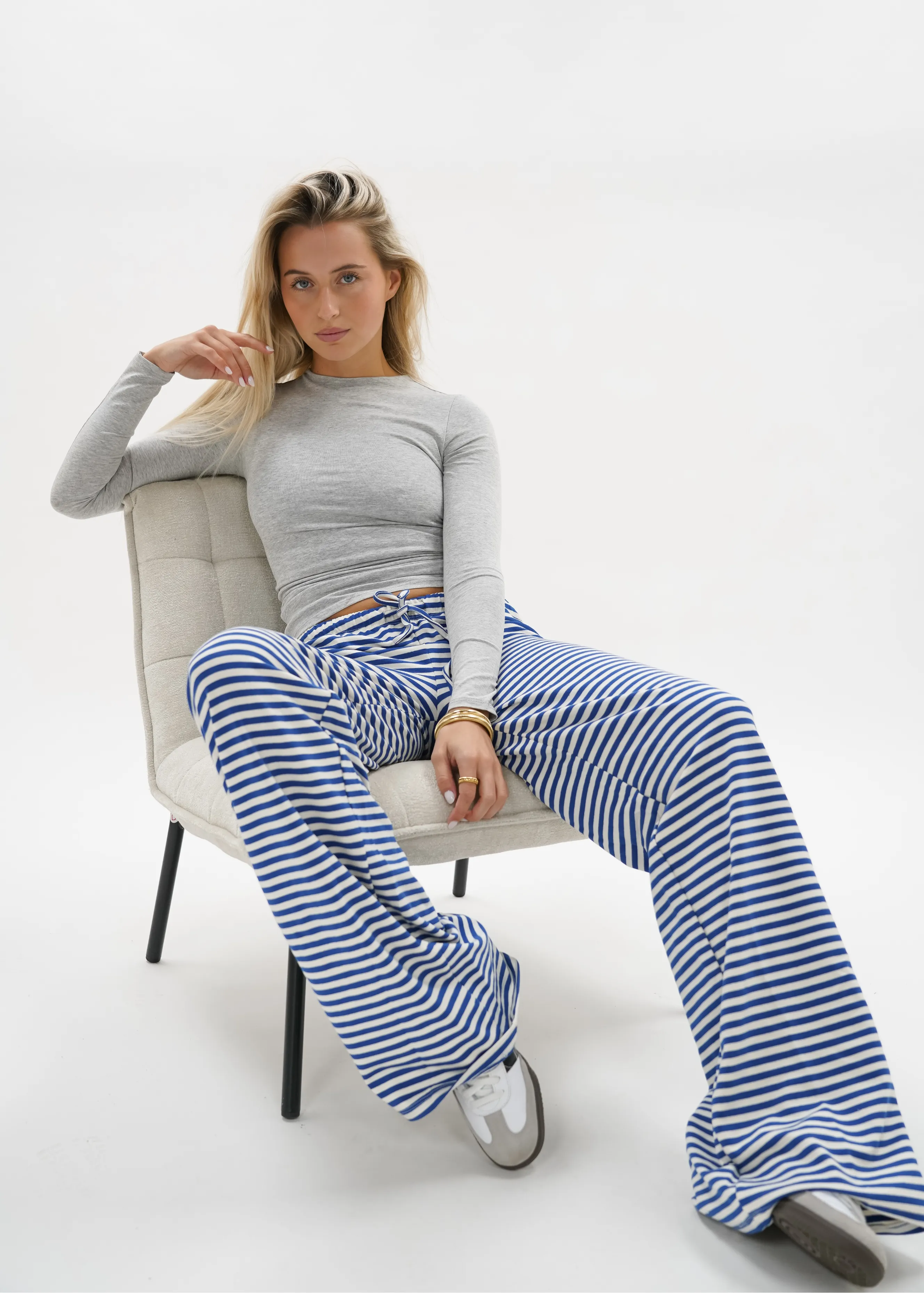 Soft striped pants crème/blue (tall)