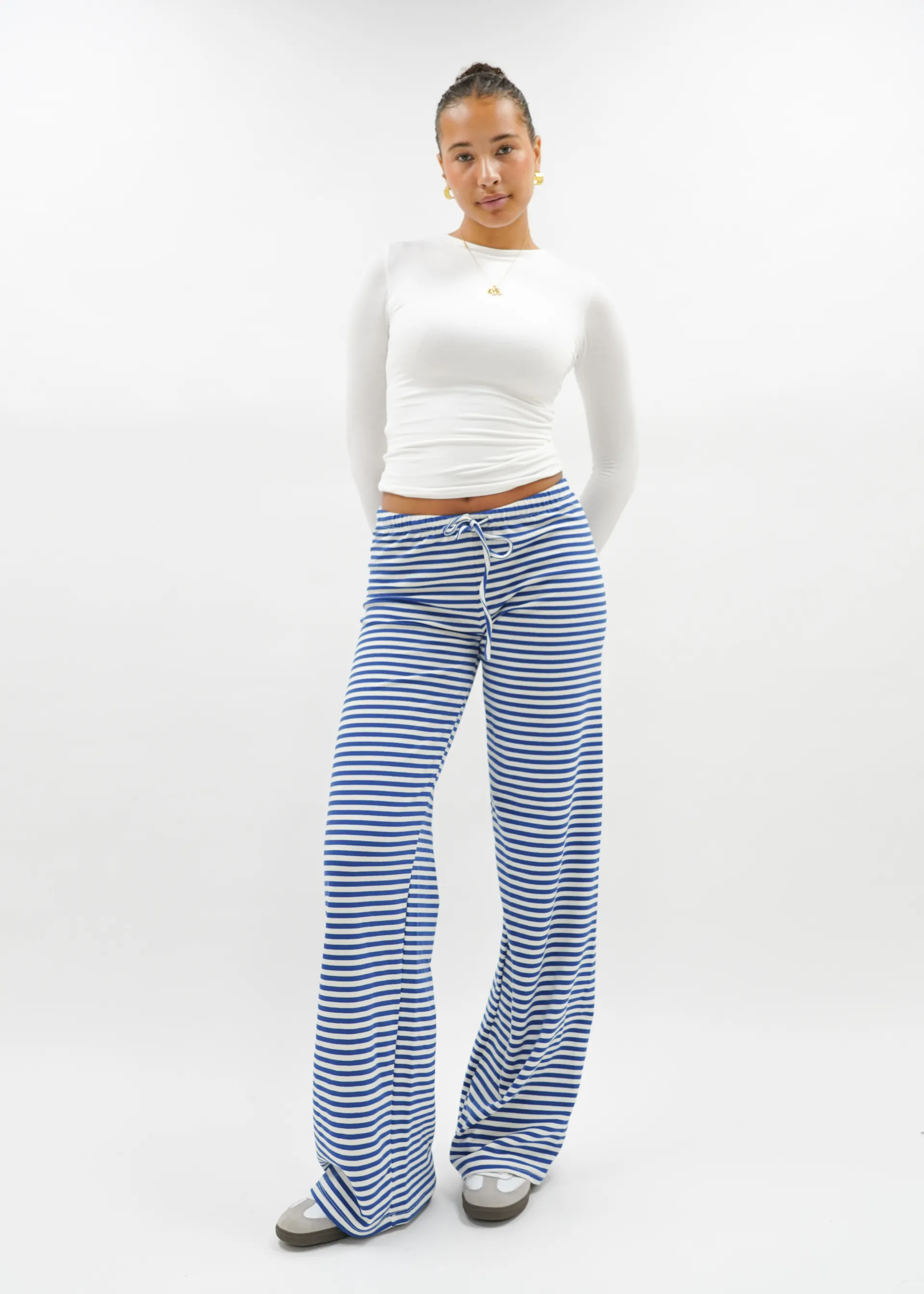 Soft striped pants crème/blue (tall)