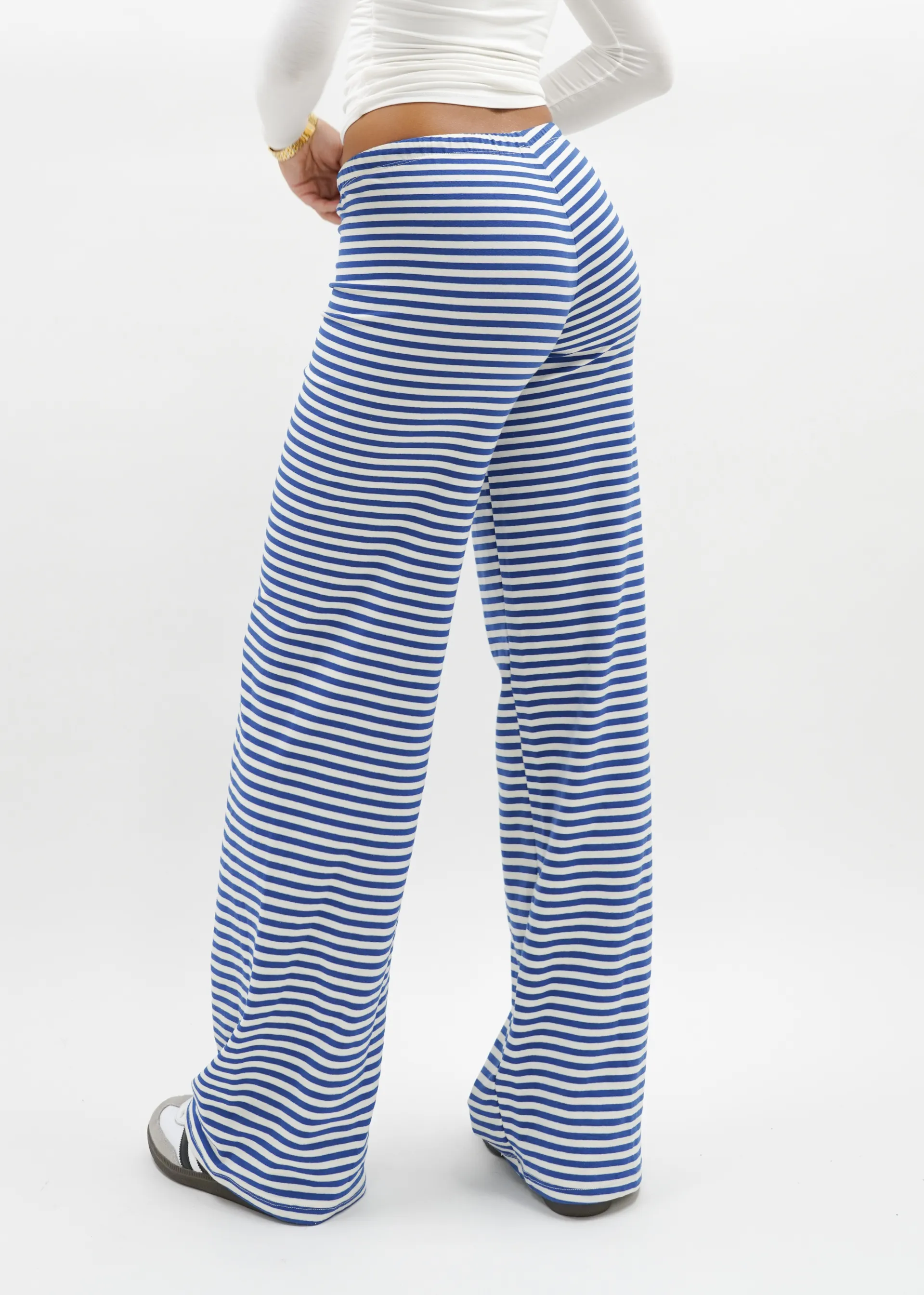 Soft striped pants crème/blue (tall)