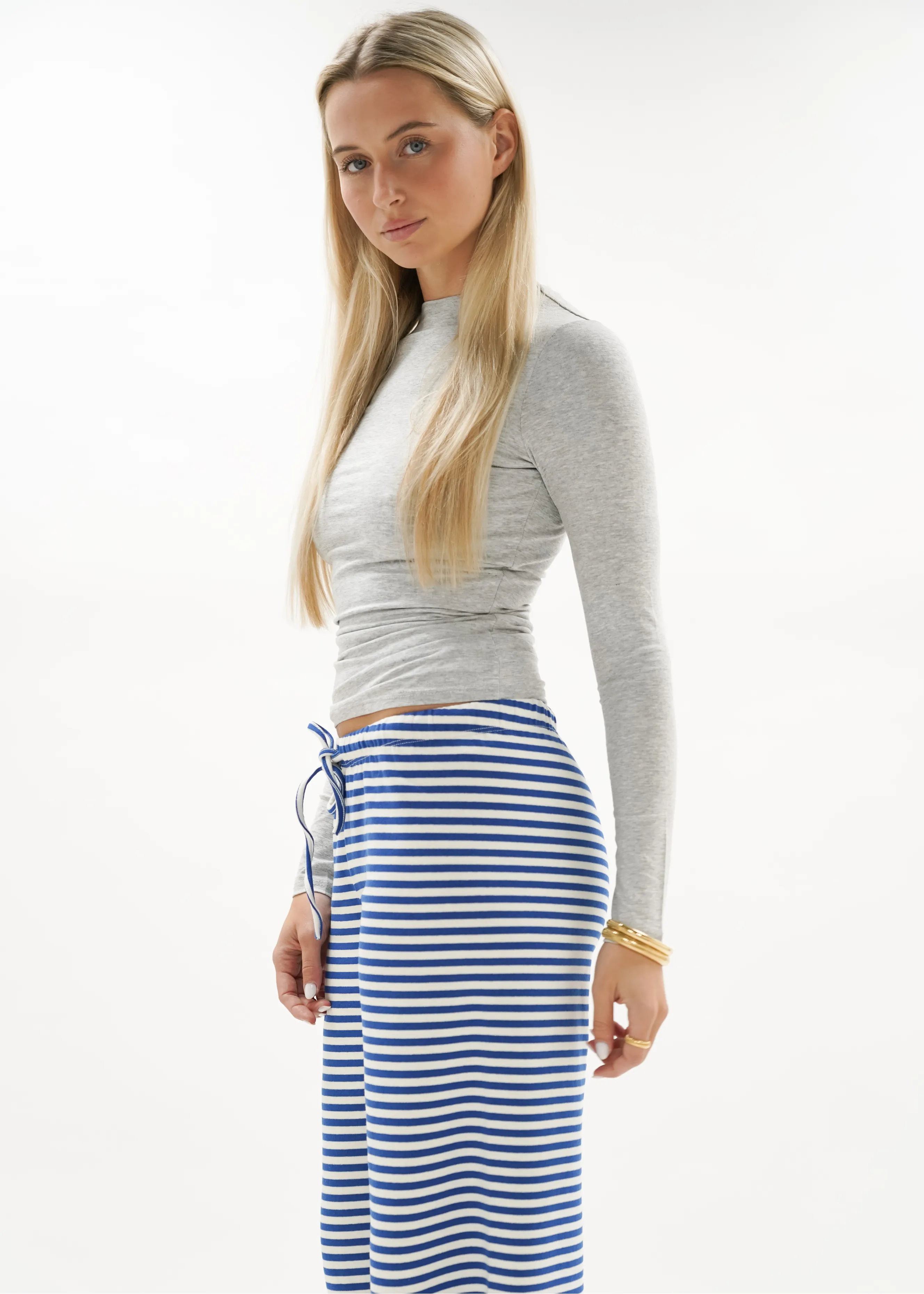 Soft striped pants crème/blue (tall)