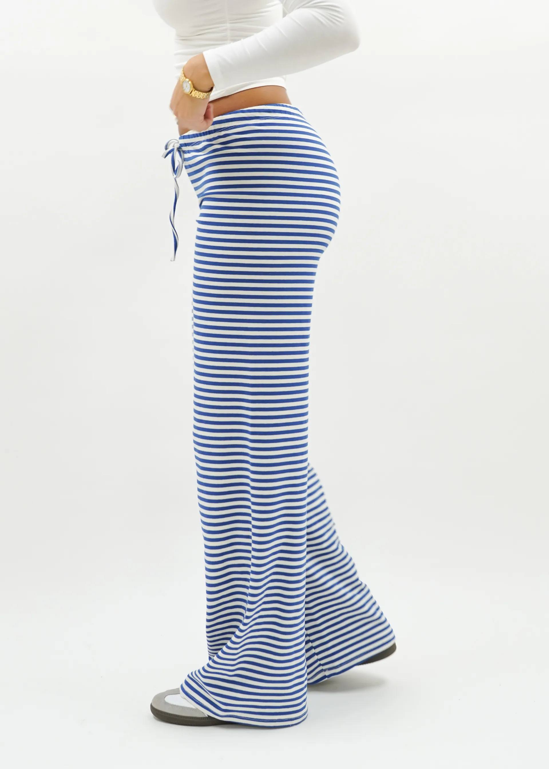 Soft striped pants crème/blue (tall)