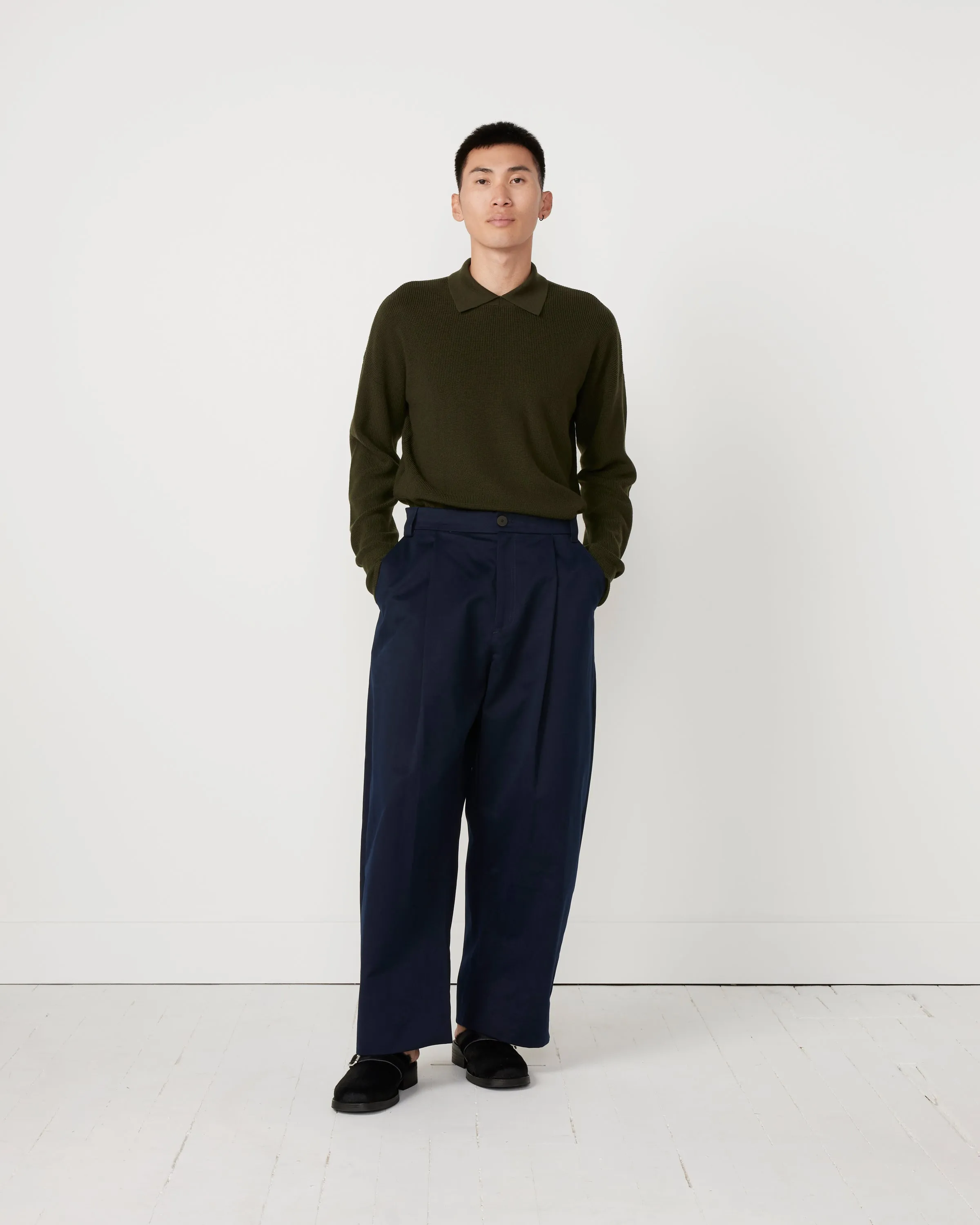 Sorte Peached Cotton Twill Pant in Dark Navy