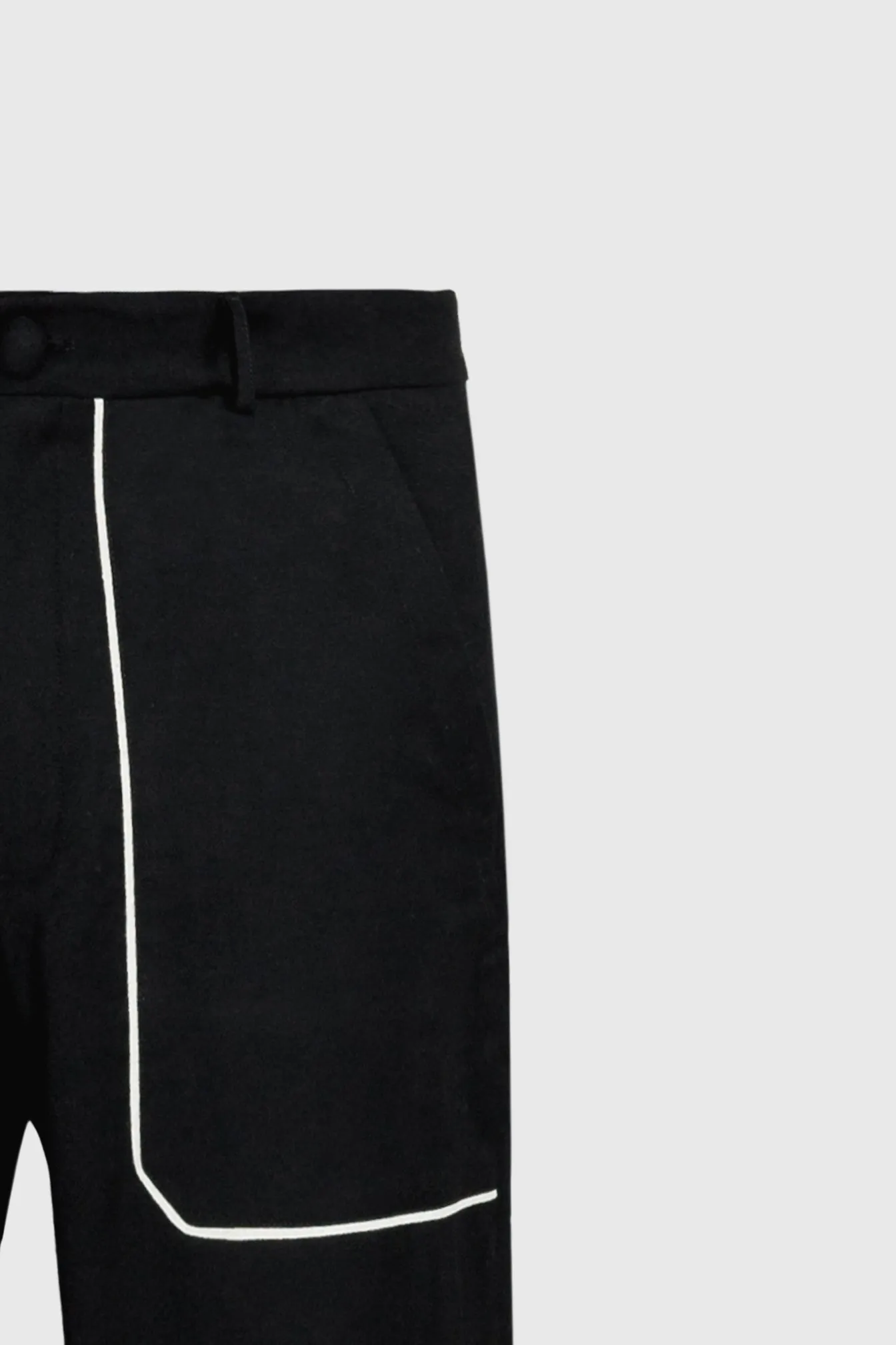 Straight Black Wool Pants - Men's