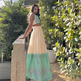 Stylish Blue Habesha Dress with Crop Top and Skirt Modern Habesha Kemis