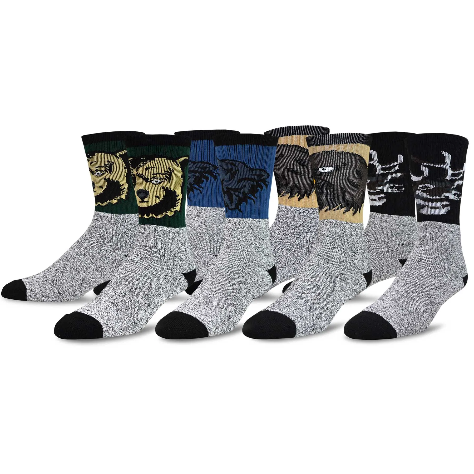 TeeHee Socks Men's Thermal Cotton Crew Animal 4-Pack (51170)