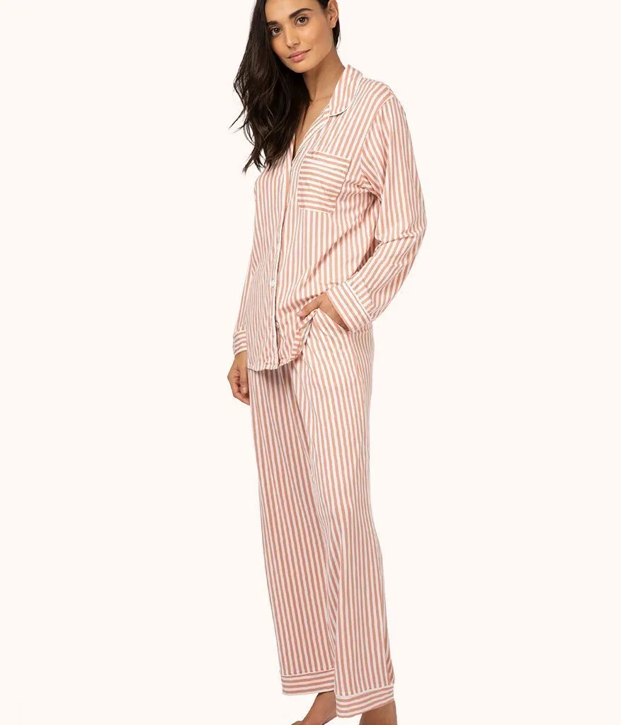 The All-Day Lounge Pant - Print: Shell Pink Stripe