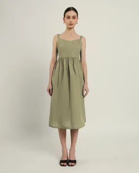 The Haiti Daisy Olive Linen Dress