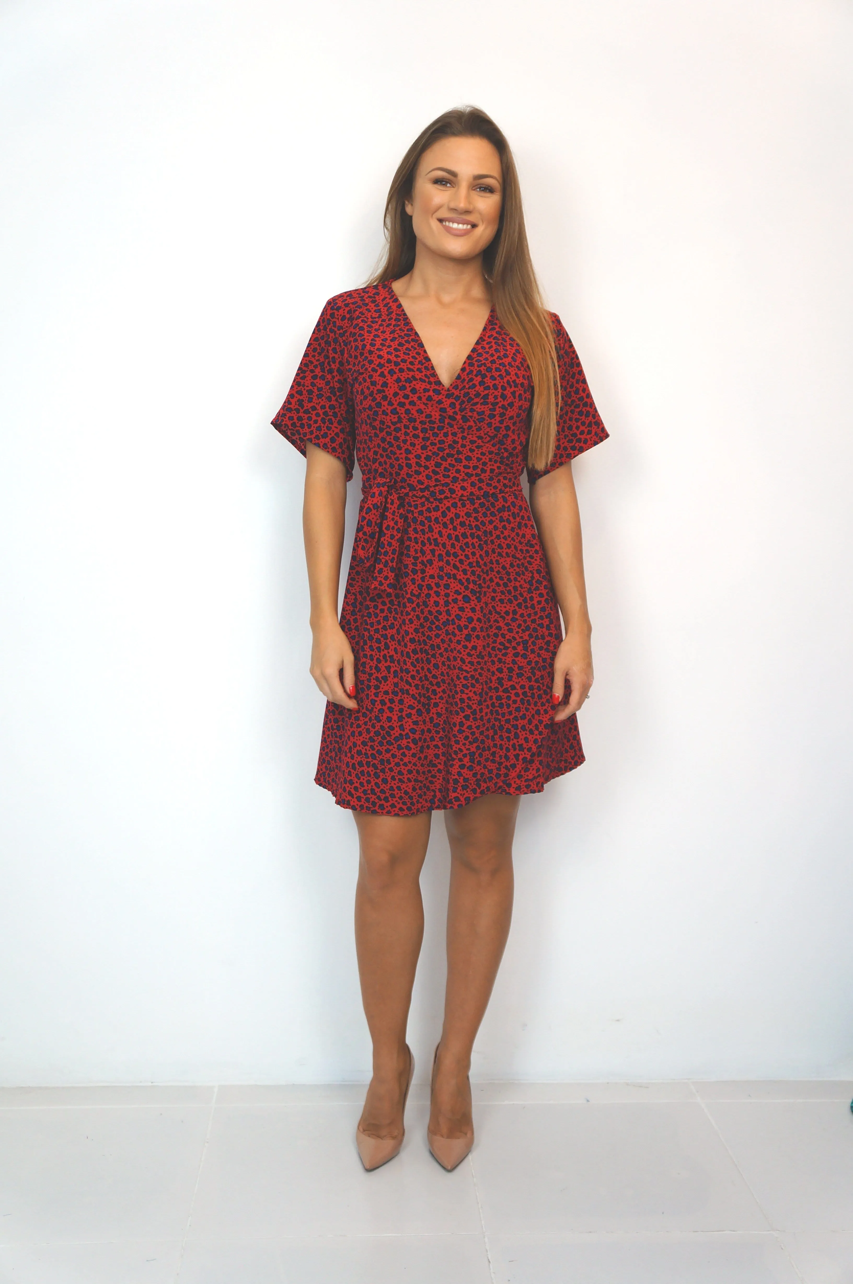 The Mini Wrap Dress - Lipstick Leopard