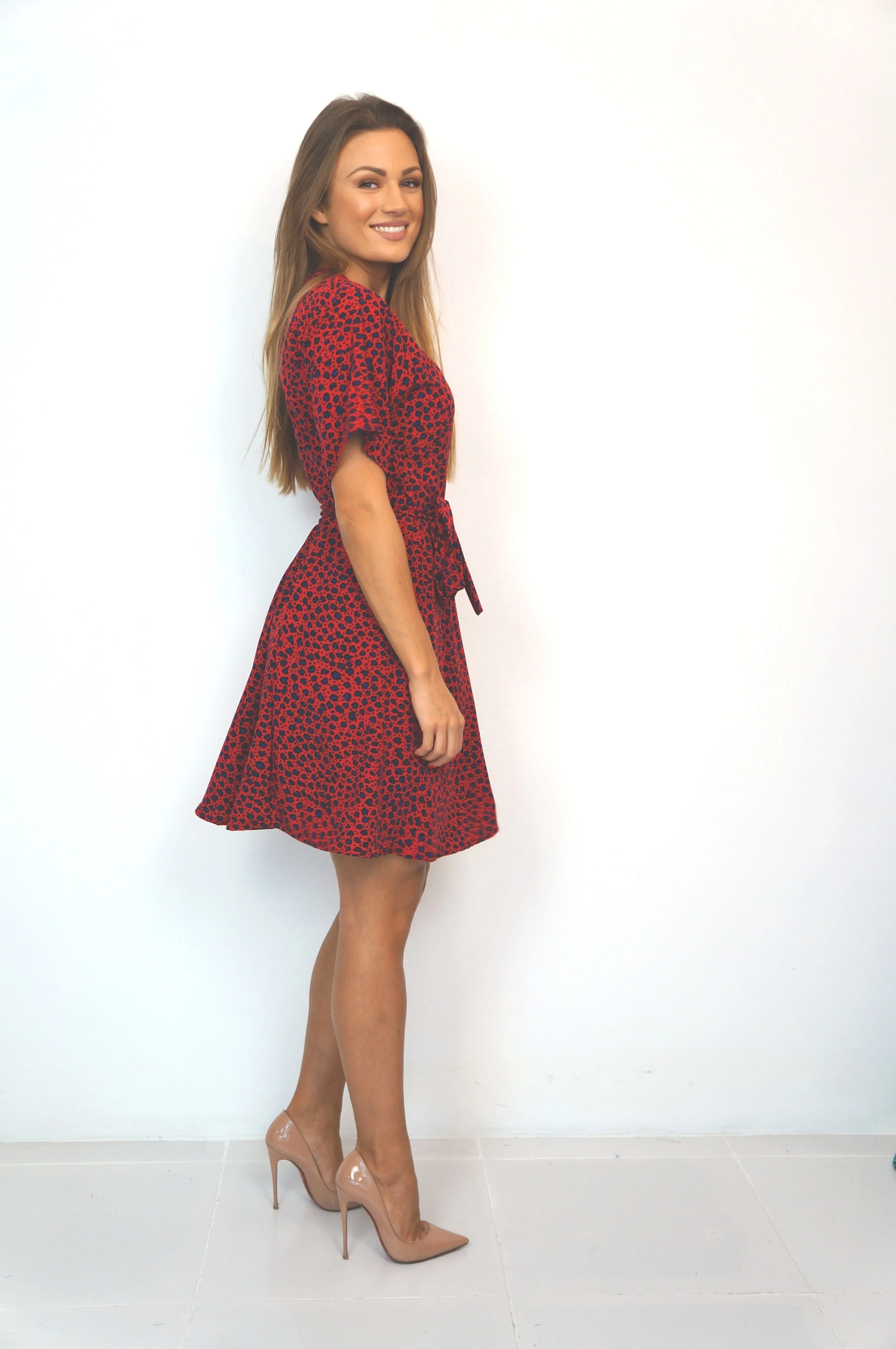 The Mini Wrap Dress - Lipstick Leopard