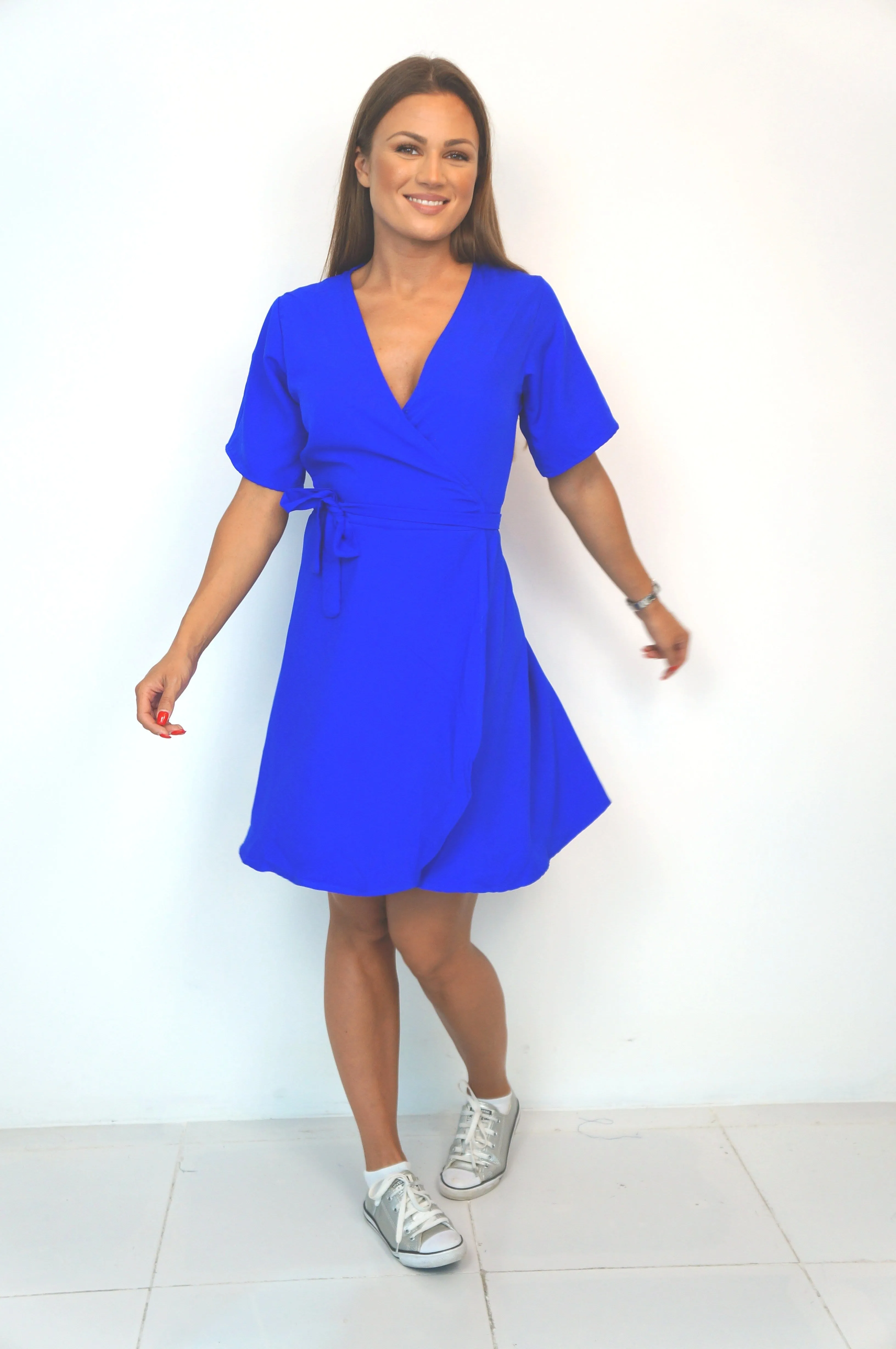 The Mini Wrap Dress - Royal Blue