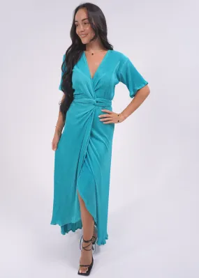 The Pleated Wrap Dress - Emerald Pleats