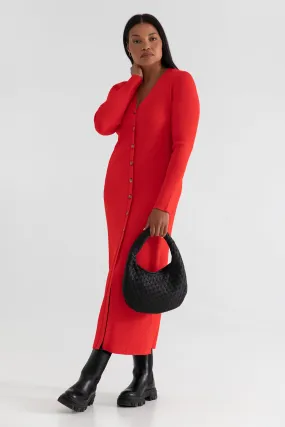 The Sweater Duster: Midi Dress - Cherry