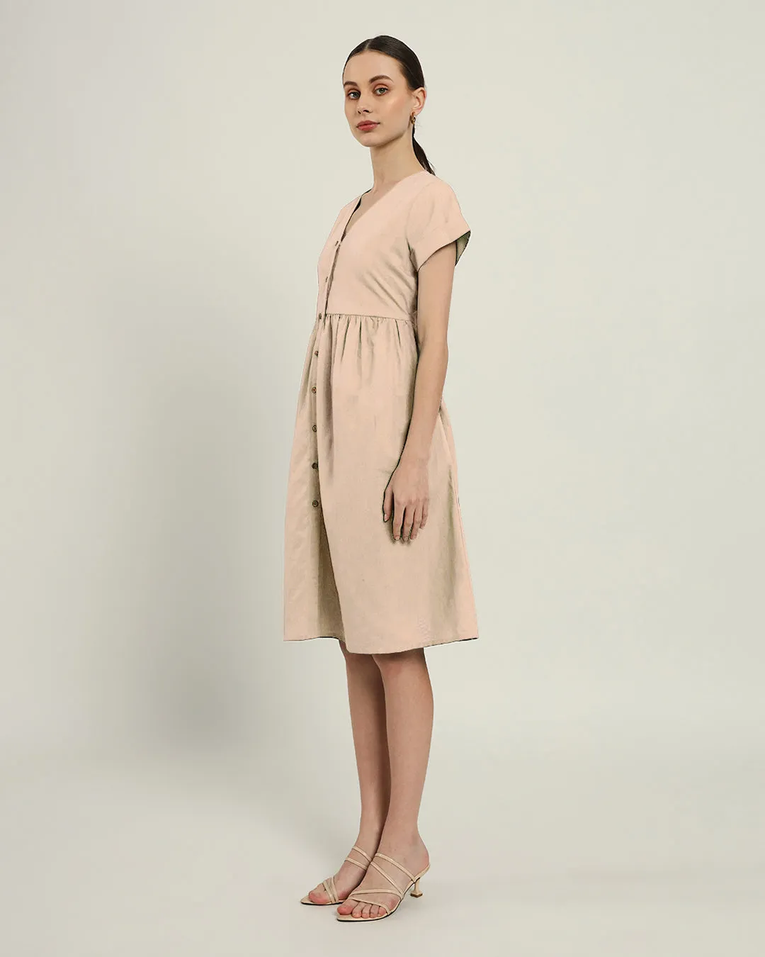 The Valence Daisy Bisque Linen Dress