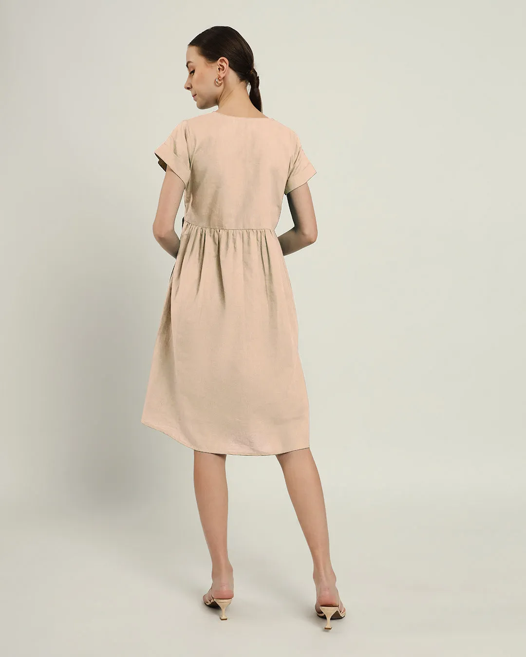 The Valence Daisy Bisque Linen Dress