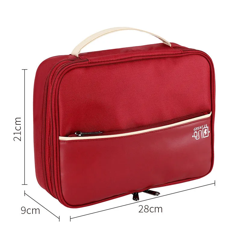 three-layer travel handbag