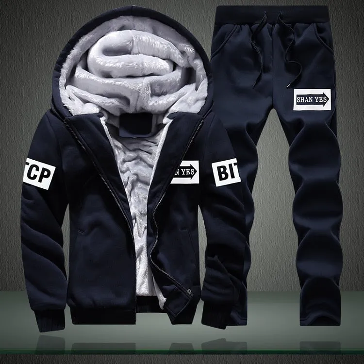 Tracksuits Set Thick Fleece Hoodie   Pants