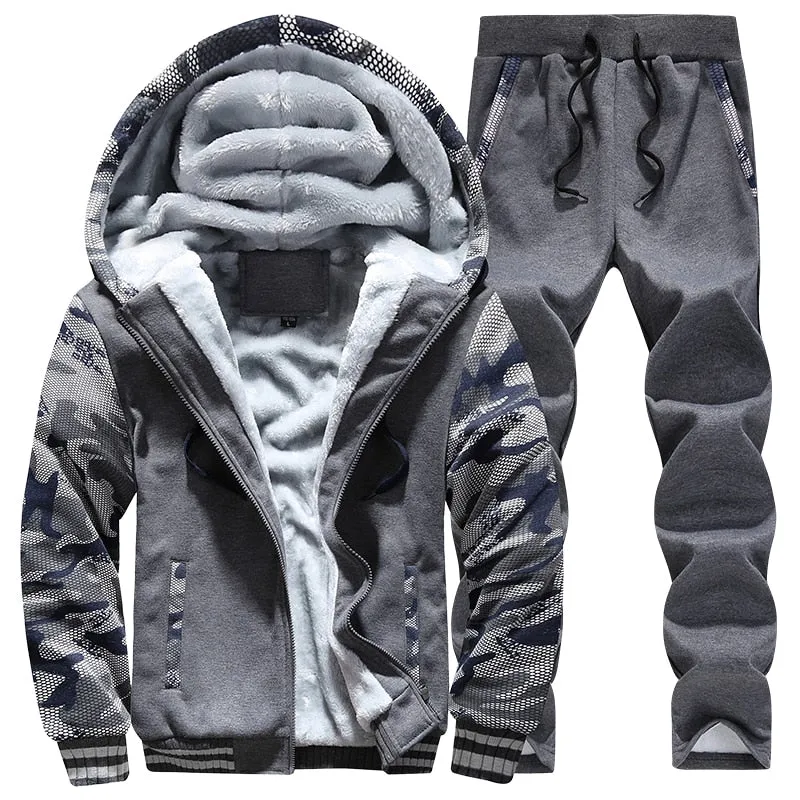 Tracksuits Set Thick Fleece Hoodie   Pants