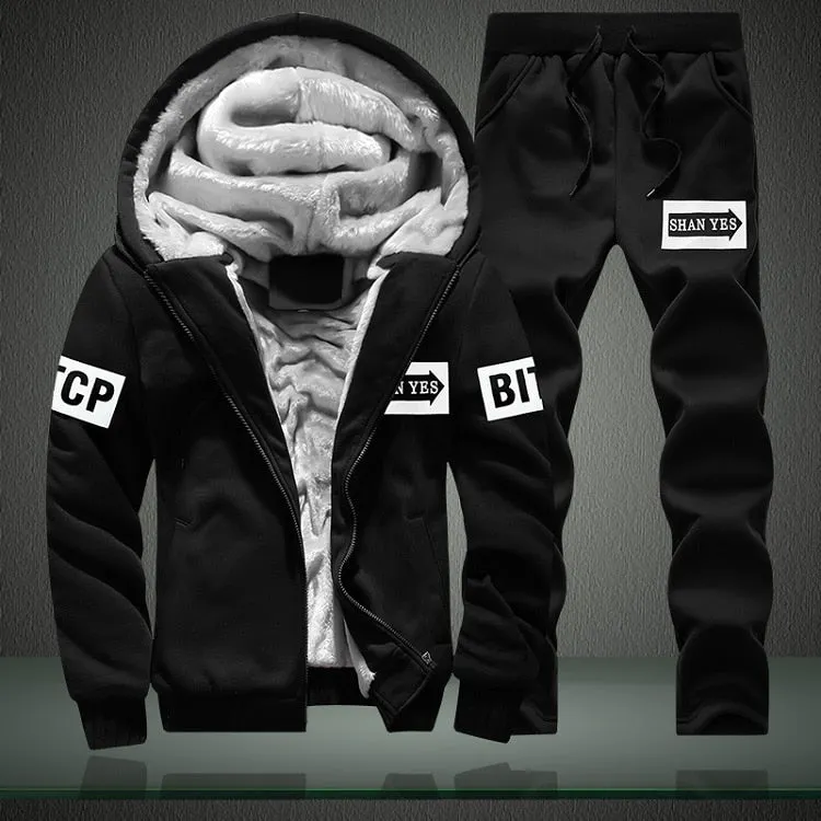 Tracksuits Set Thick Fleece Hoodie   Pants