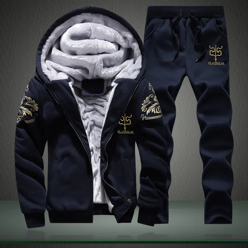 Tracksuits Set Thick Fleece Hoodie   Pants