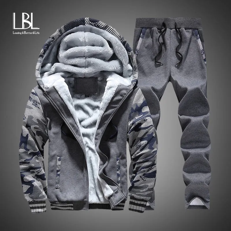 Tracksuits Set Thick Fleece Hoodie   Pants