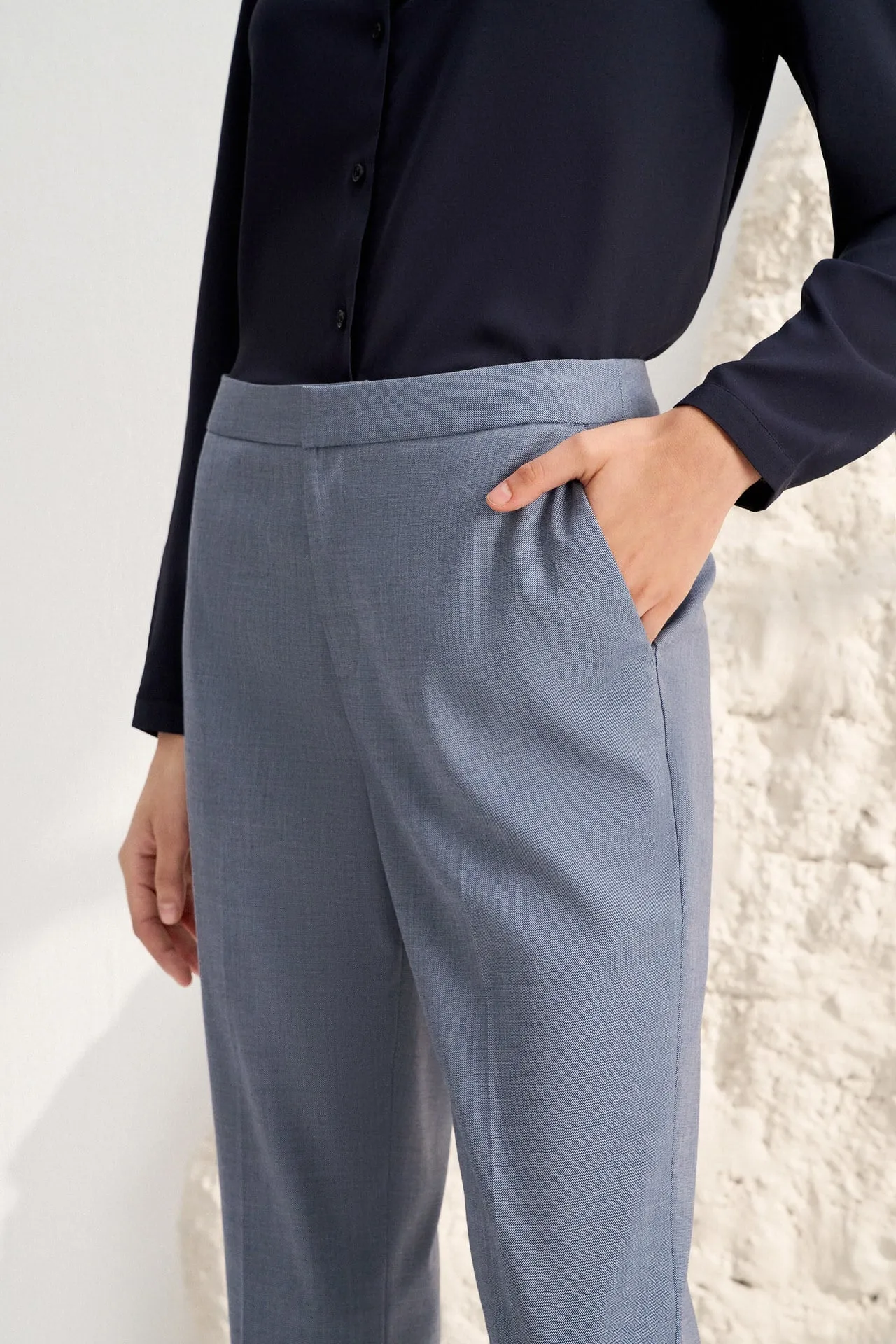 Two Tone Dobby Twill Cigarette Suit Pants