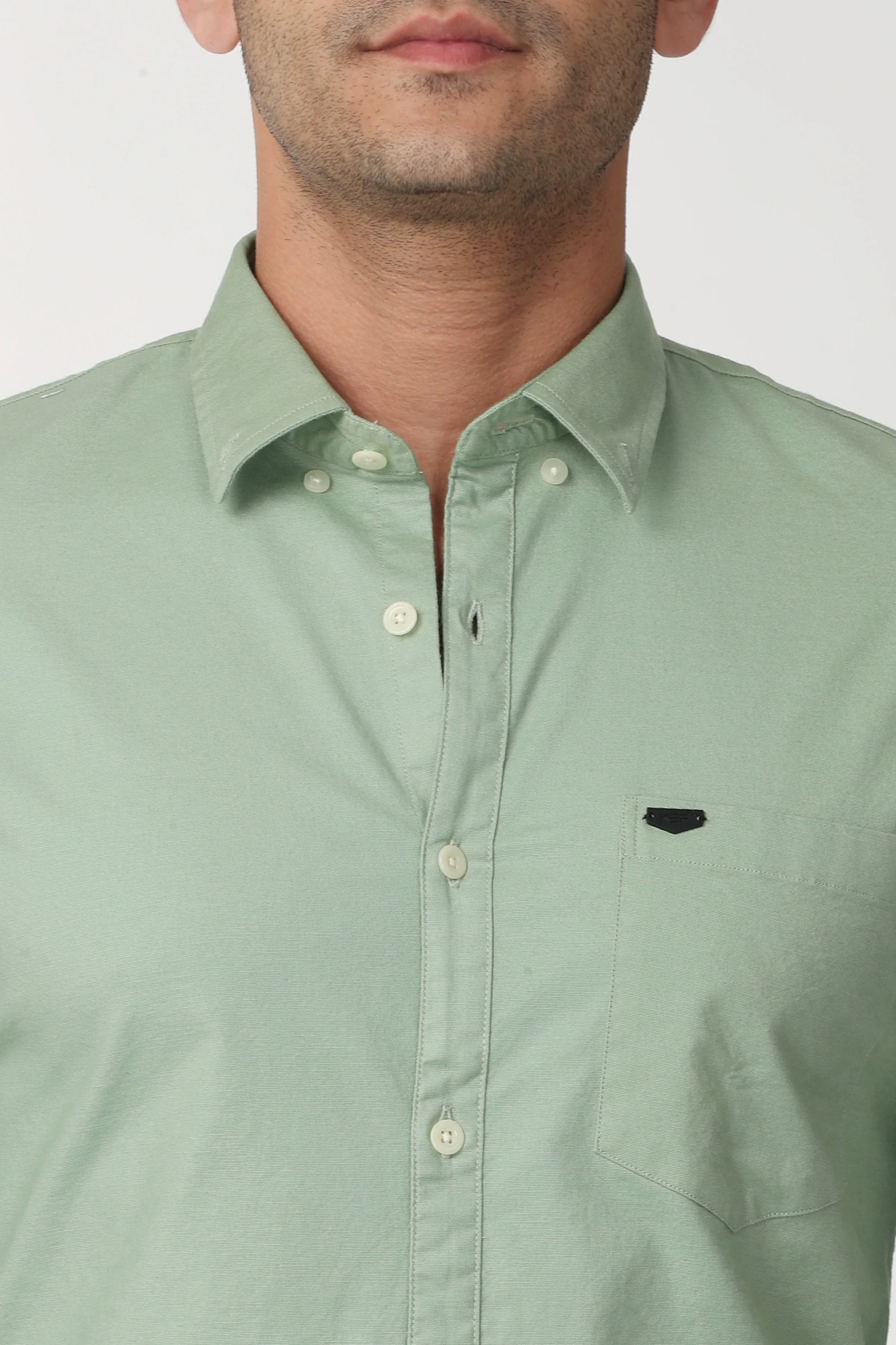 Unique Green Plain Full Sleeve Shirt