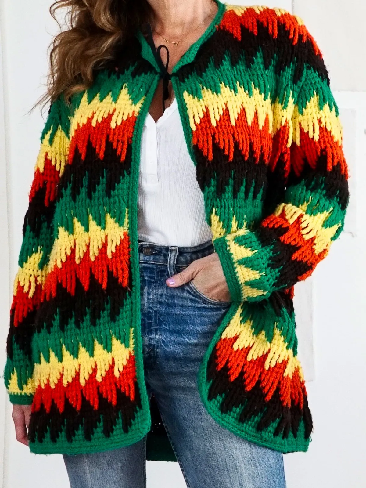 Vintage Afghan Blanket Sweater