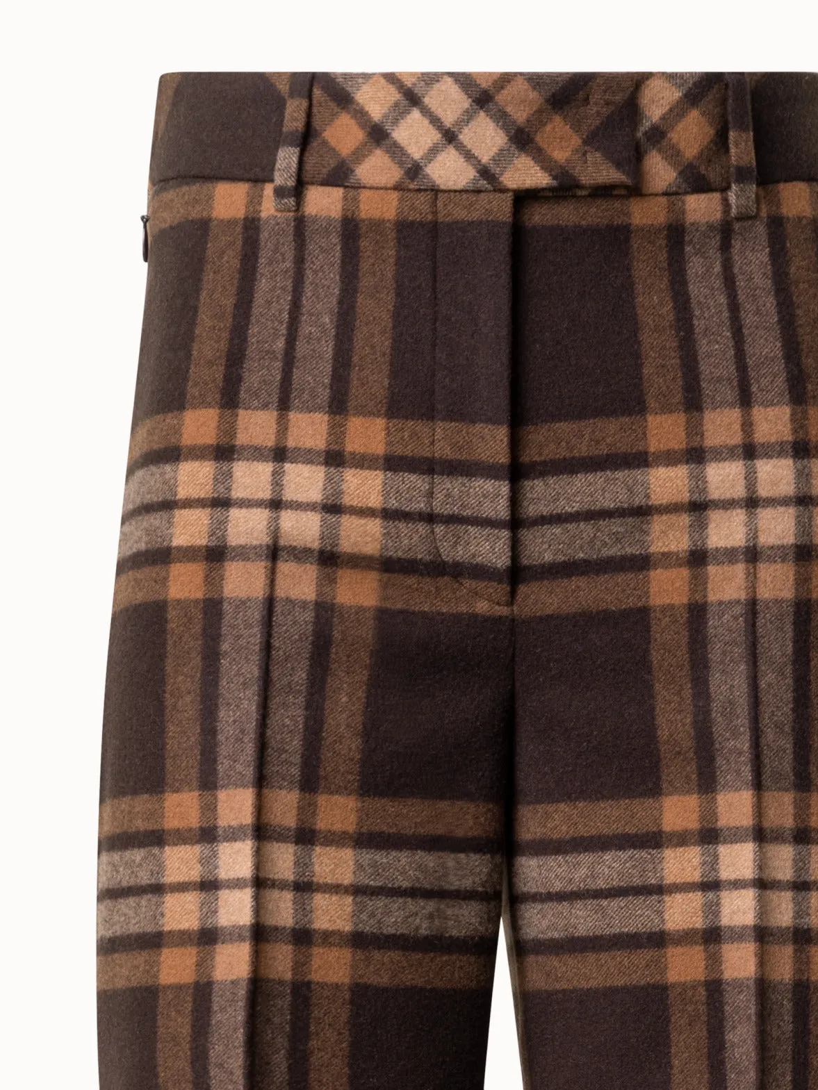 Wide Check Pants in Wool Flannel