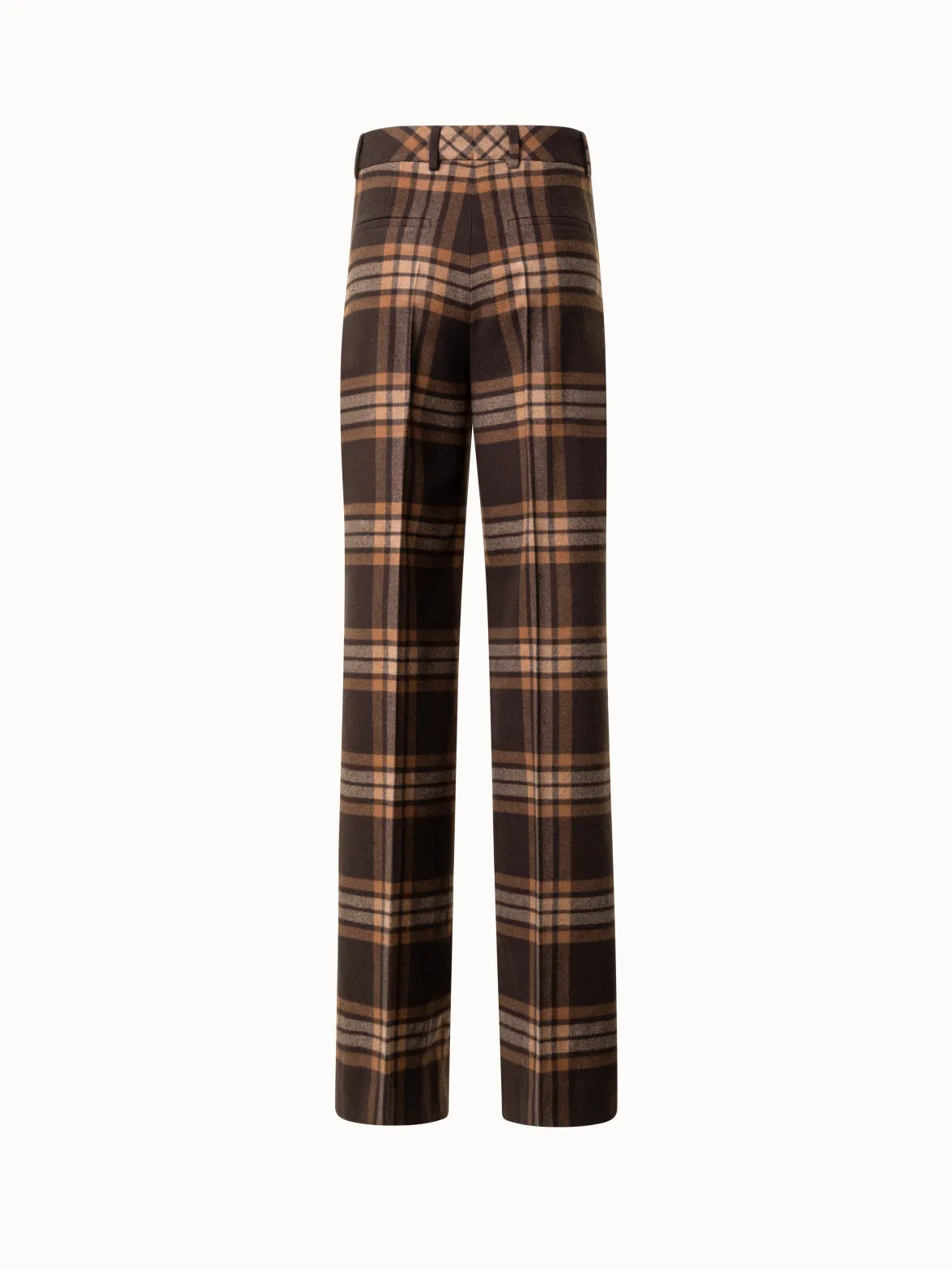 Wide Check Pants in Wool Flannel