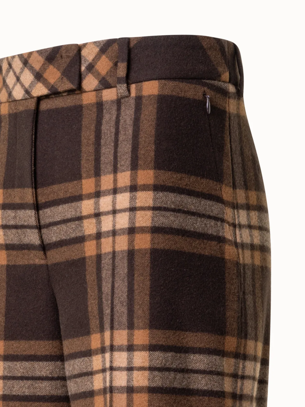 Wide Check Pants in Wool Flannel