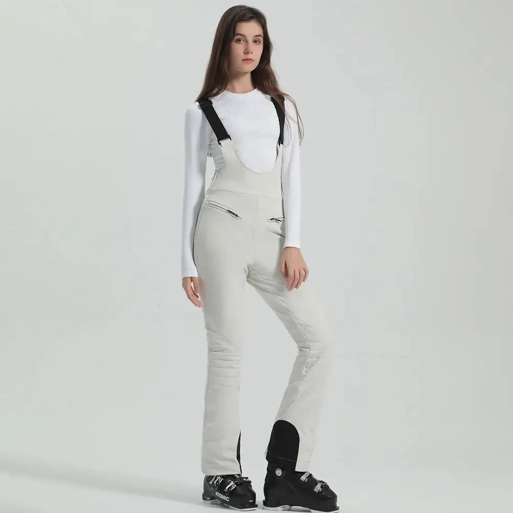 Women Ski Bib Pants Slim Salopette Snow Overalls