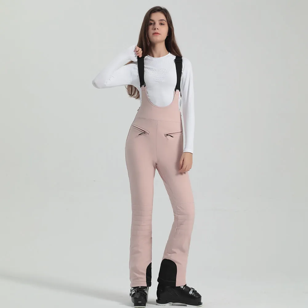 Women Ski Bib Pants Slim Salopette Snow Overalls