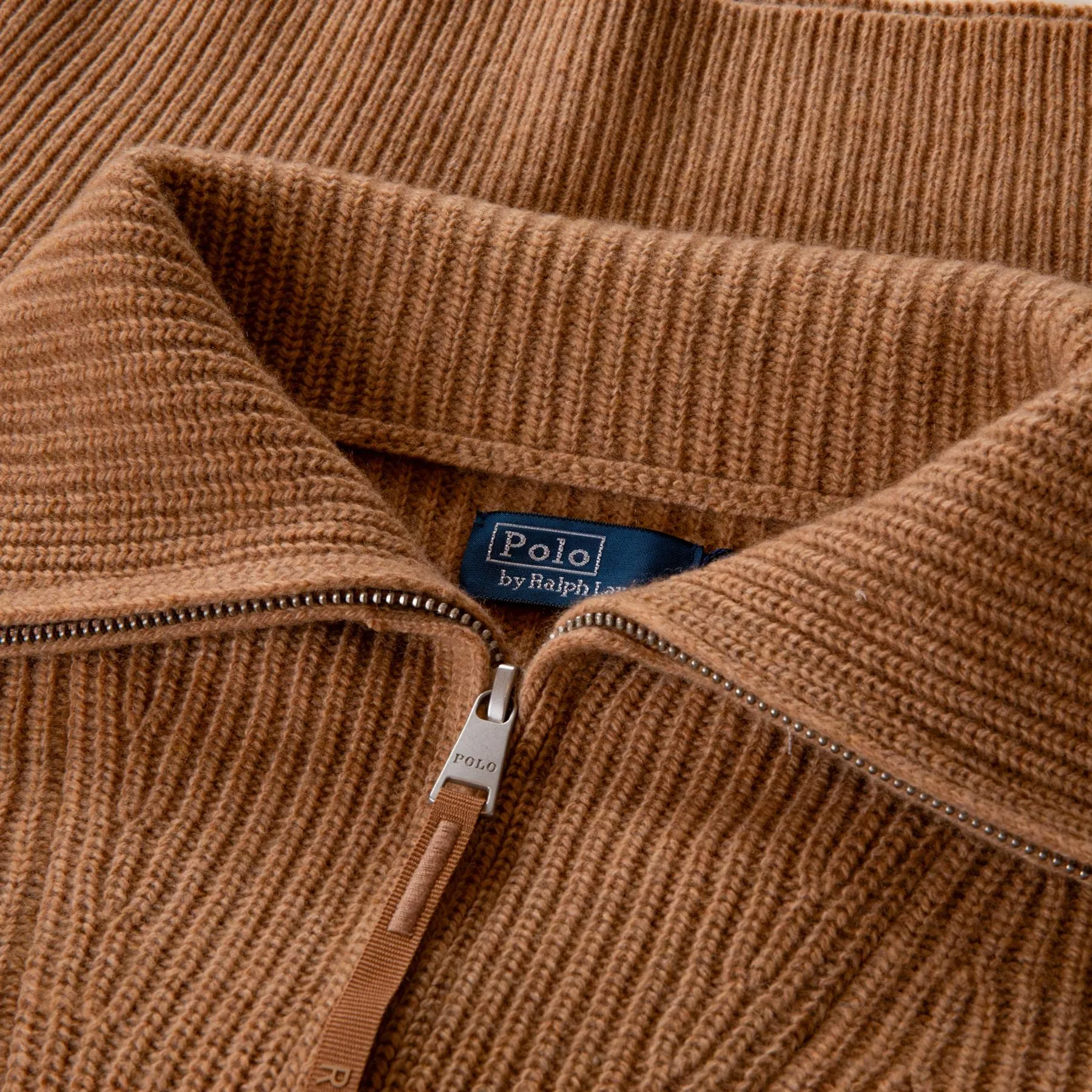 Womens Cashmere Half Zip Cardigan Camel - 2025