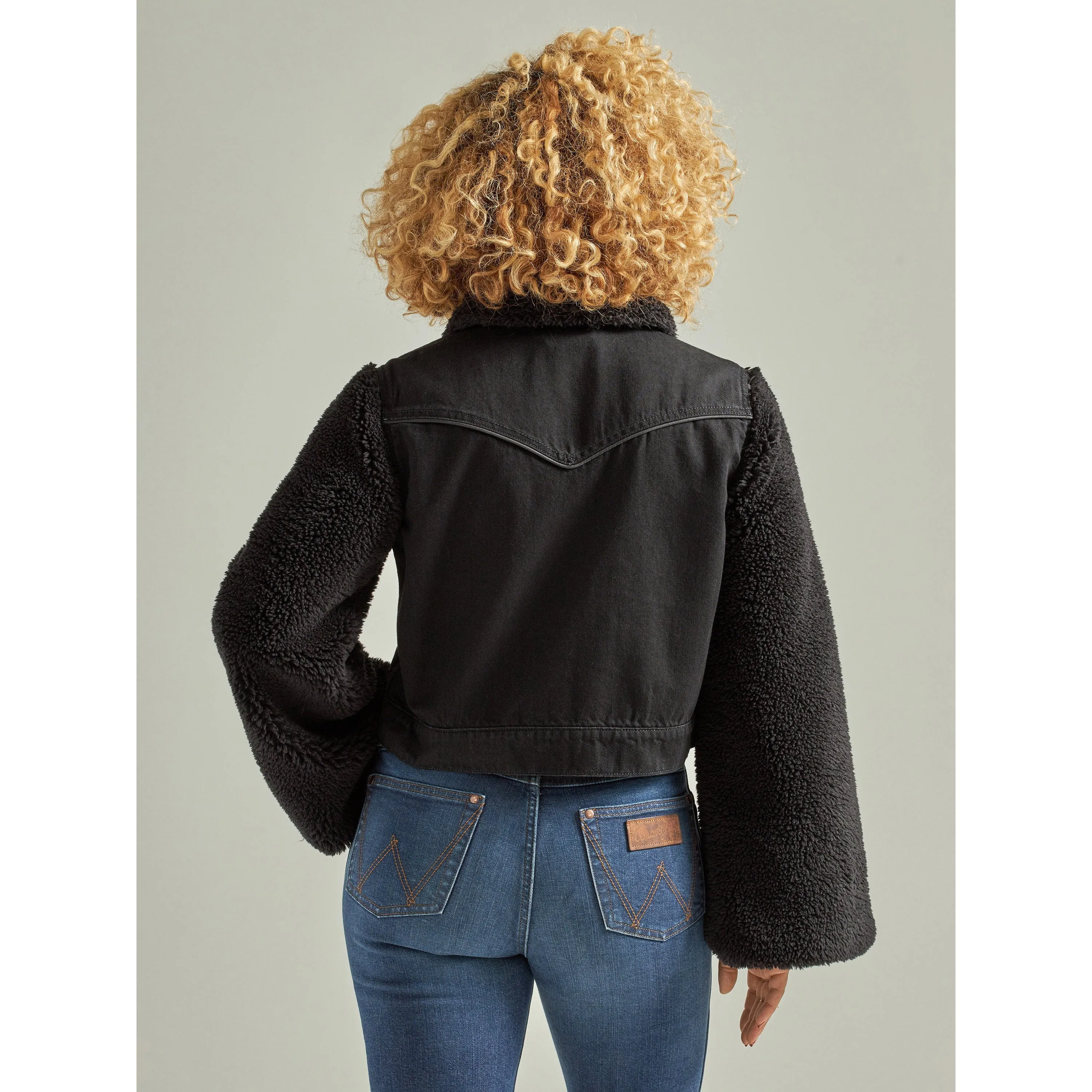 Wrangler Women's Retro Black Denim Contrast Sleeve Jacket