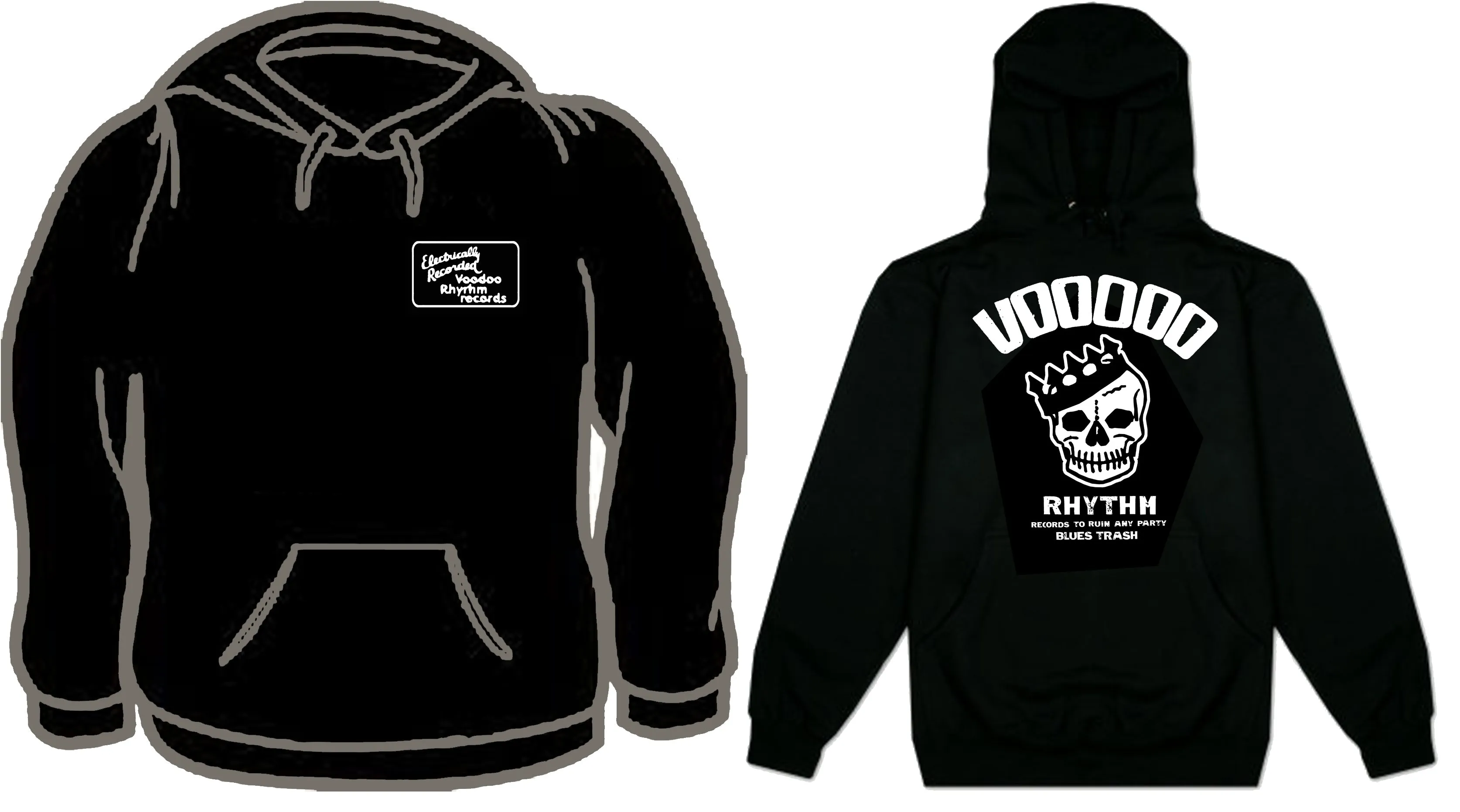 XS-Hoodie - Black - Voodoo Rhythm - Electricaly Front Print