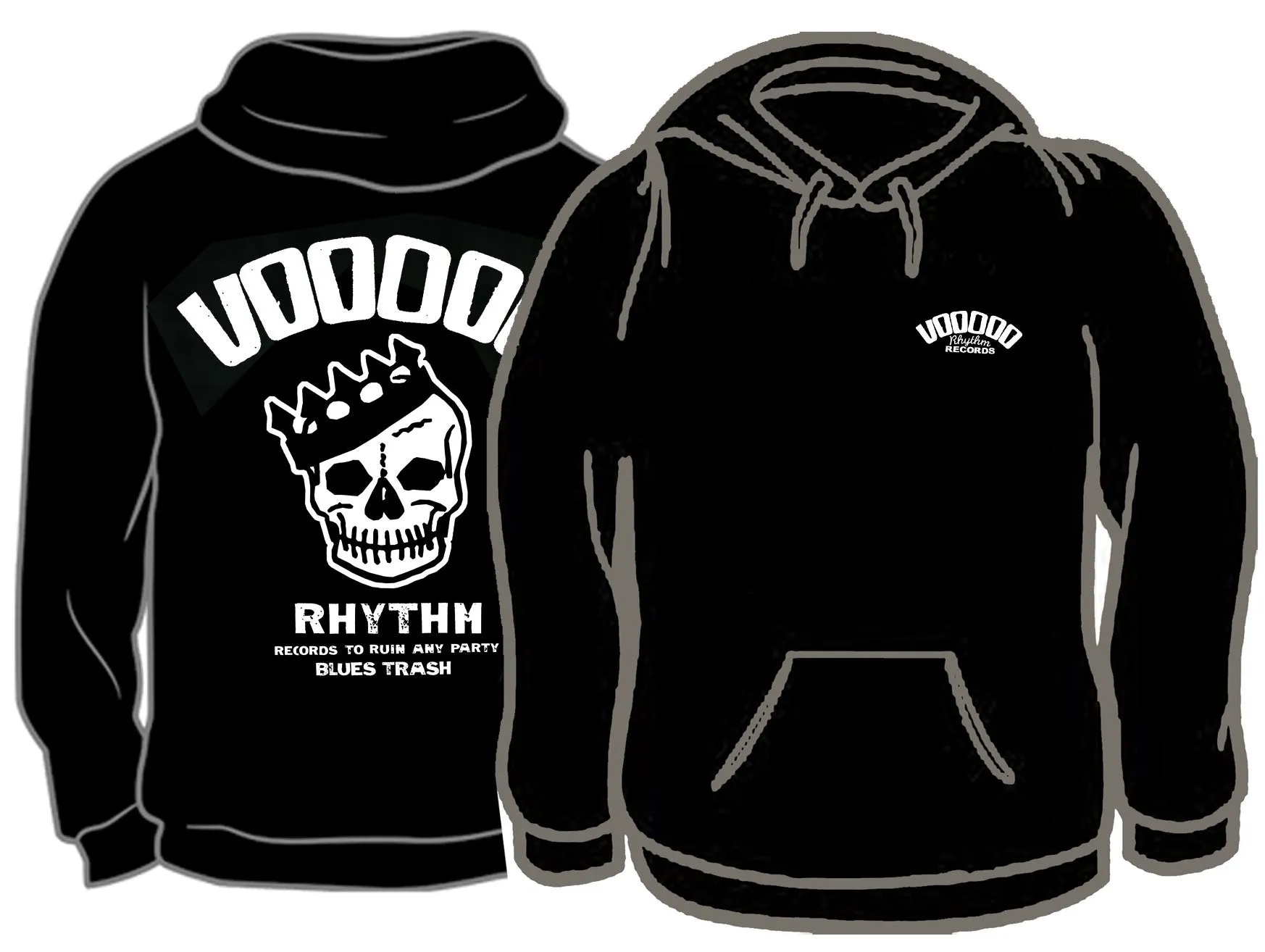 XS-Hoodie - Black - Voodoo Rhythm - Electricaly Front Print