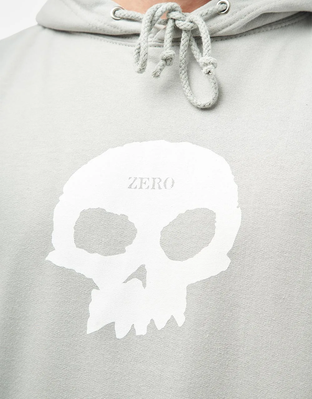 Zero Single Skull Pullover Hoodie - Heather Grey/White