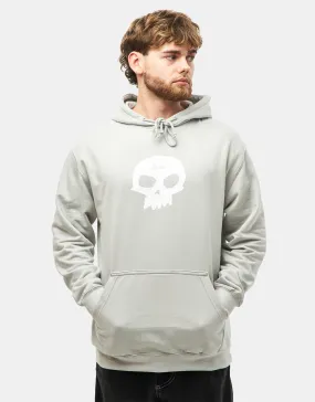 Zero Single Skull Pullover Hoodie - Heather Grey/White